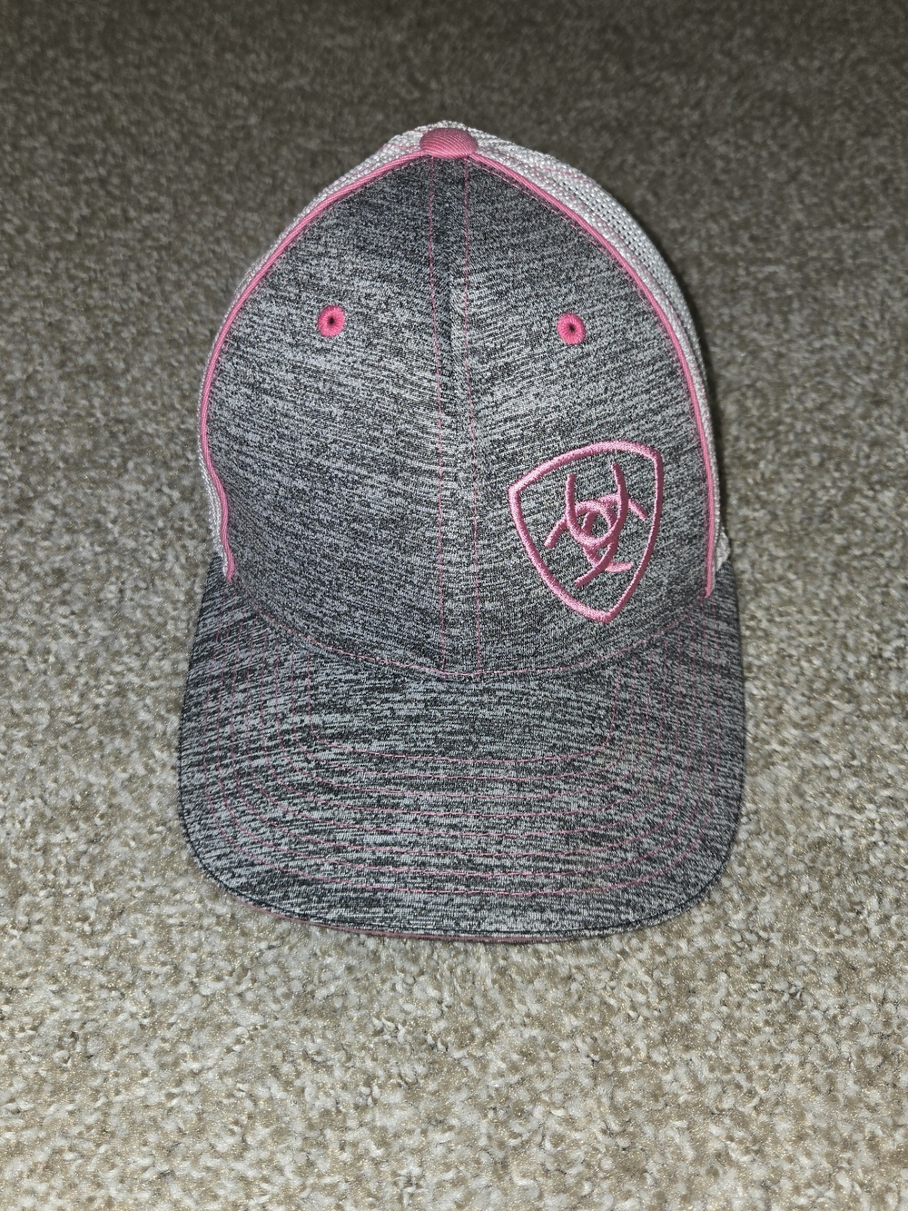 Ariat Heathered Gray & Pink Logo Cap